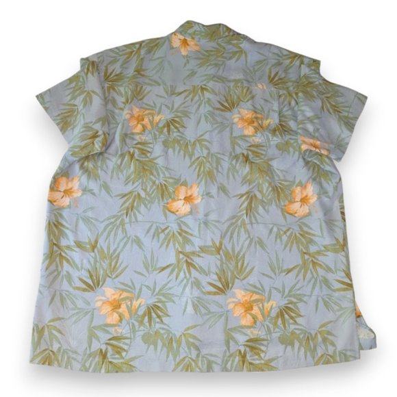 Tommy Bahama Mens Floral Light Blue Hawaiian Silk Aloha Camp Shirt XXL 2XL - Picture 2 of 11